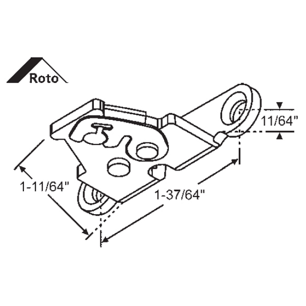 Window Sash Guide Bracket Roto Window Sash Bracket LH 39-700 | Window and Door Parts