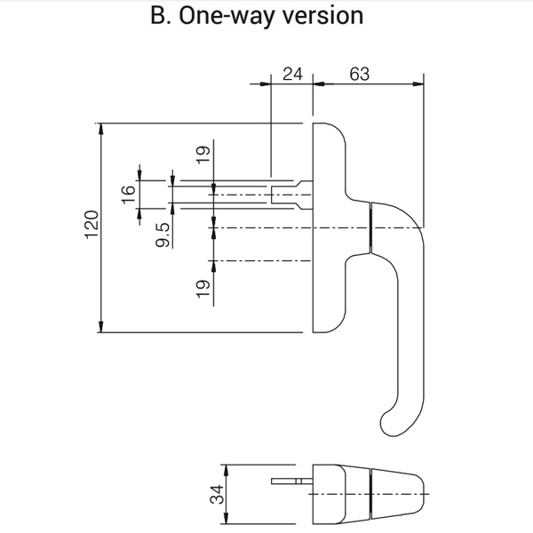 Giesse Nova Cremone Handle Model 40-1022SV | Window And Door Parts