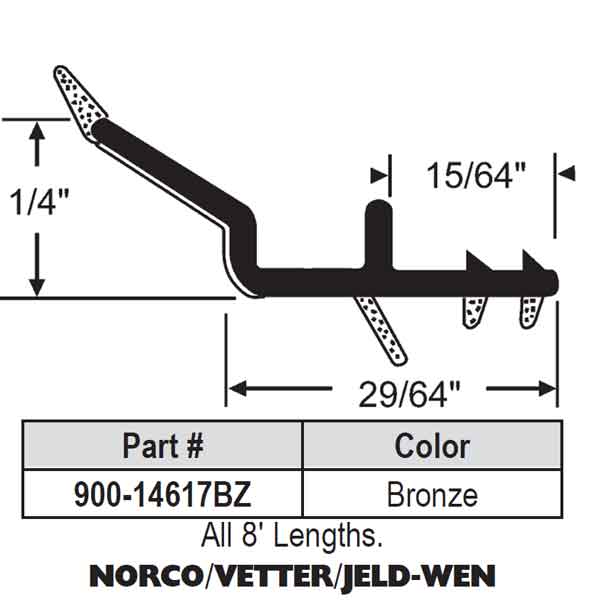 Snap In Vinyl Glazing Bead 900-14617BZ | Window and Door Parts