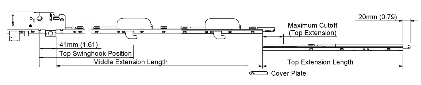 hoppe gear with swinghook and shootbolt extension