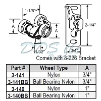 Wood Closet Bi Pass Door Hanger 3-141 1