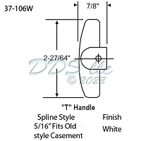 T Crank Handle White 37-106W 1