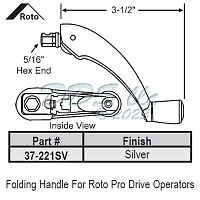 Roto Pro-Drive Folding Crank Handle Silver 37-221SV