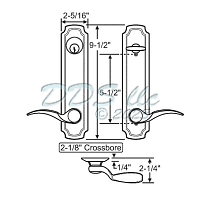 Brass Plated Eclipse Handle Set-Keyed 55-220BRS 1