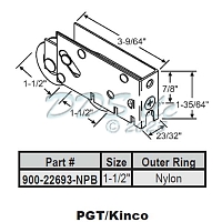 PGT Tandem Patio Door Roller Nylon 900-22693-NPB 1