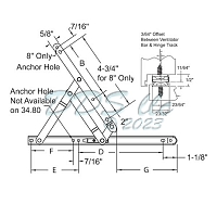 20" Anderberg 201 Stainless Steel Hinge w/ Stop 28-20-2-07 2
