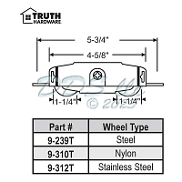 Truth Tandem Patio Door Roller 9-310T