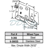 Binnings Pan-Am Sliding Patio Door Roller 9-366SS 1