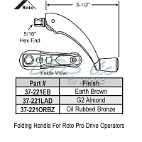 Roto Pro-Drive Folding Crank Handle Earth Brown 37-221EB 1