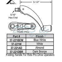 Roto Pro-Drive Folding Crank Handle White 37-221W 2