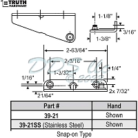 Snap-On Type Window Stud Bracket 39-21 1