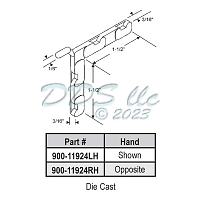 Left Hand Corner Key, Die Cast  900-11924lh