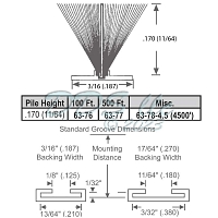 3-16 Gray Fin Weather Stripping 63-77 1