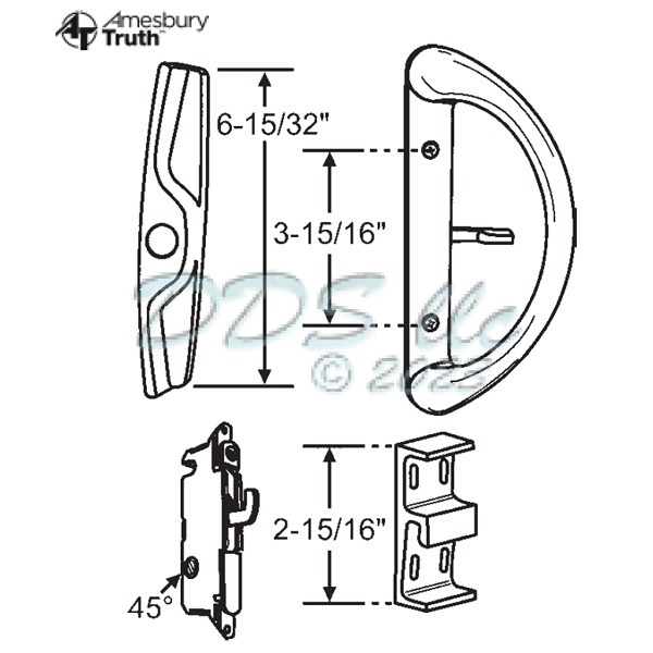 Amesbury Sliding Door Handle White 1332846 Window and Door Parts