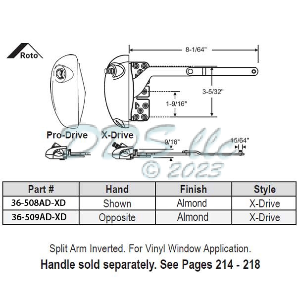 Roto X Drive Casement Operator 36-508AD-xd | Window and Door Parts