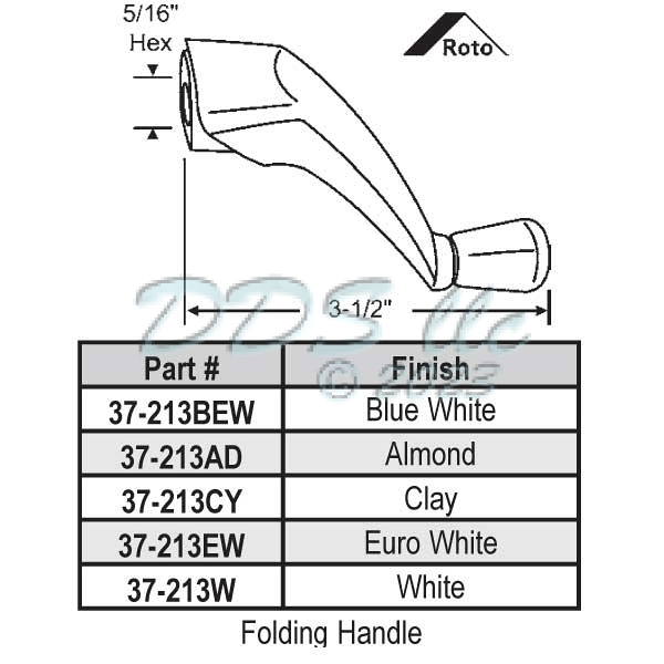 Roto Interlock Casement Folding Handle Blue White 37-213BEW | Window ...