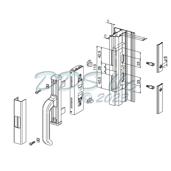Giesse Nova Cremone Handle 401022SV Window and Door Parts