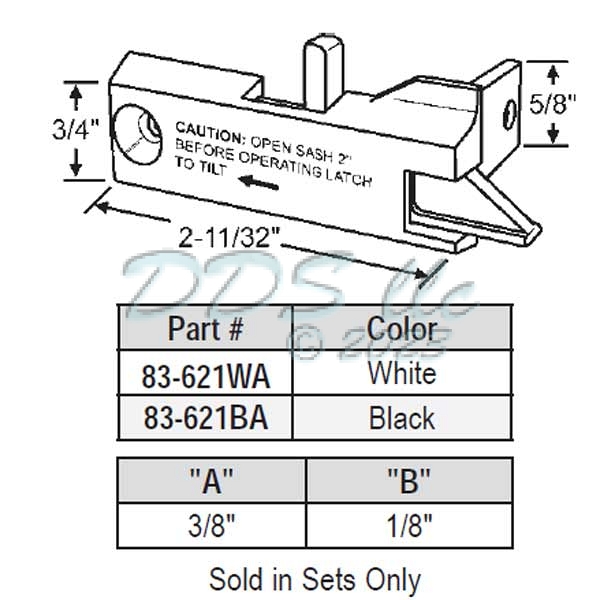 Window Tilt Latch Set White 83-621WA | Window and Door Parts