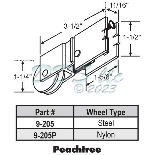 Peachtree Patio Door Roller 9205 9205