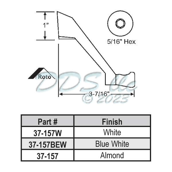 Roto Casement Crank Handle Blue White 37157BEW 37157BEW