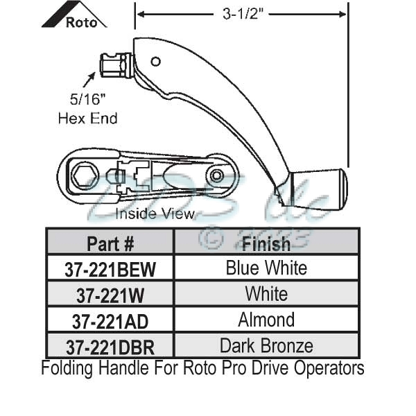 Roto Folding Crank Handle 37221W 37221W