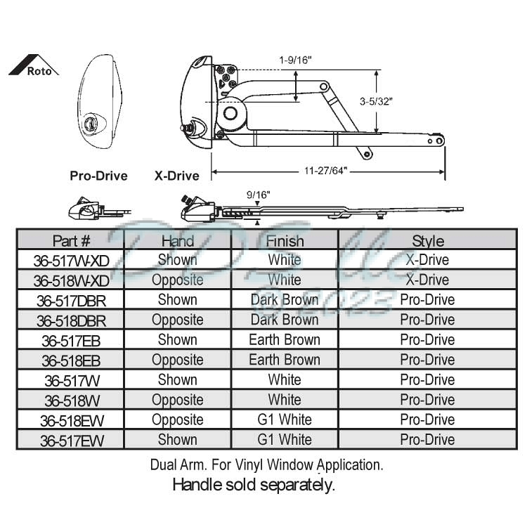 Sill Mounted Casement Operator 36-518EW | Window and Door Parts