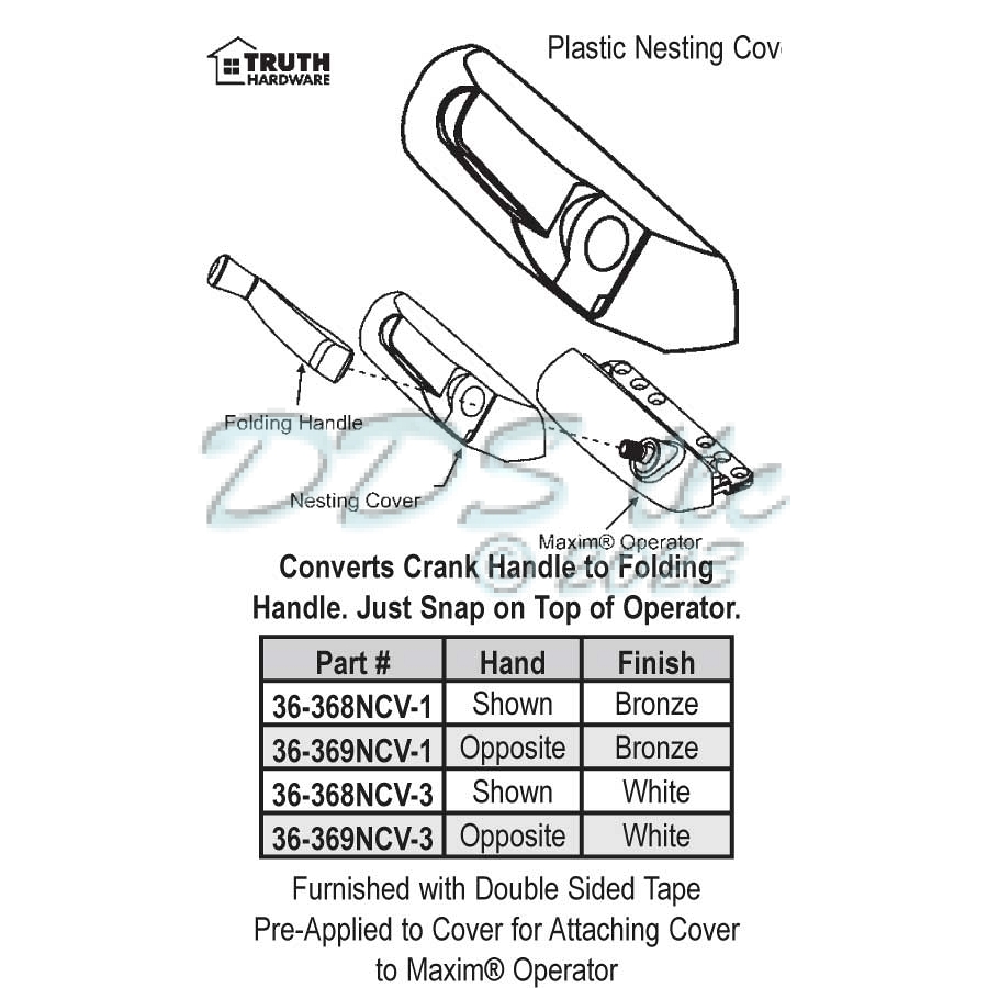 Truth Maxim Folding Handle Cover 36-368NCV-3 | Window and Door Parts
