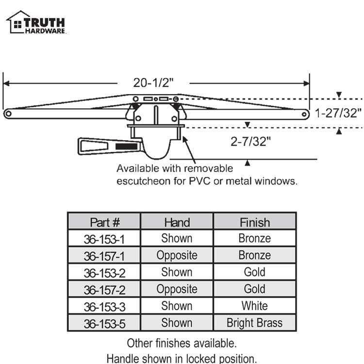 Truth Lever Operator 36-157-1 | Window and Door Parts