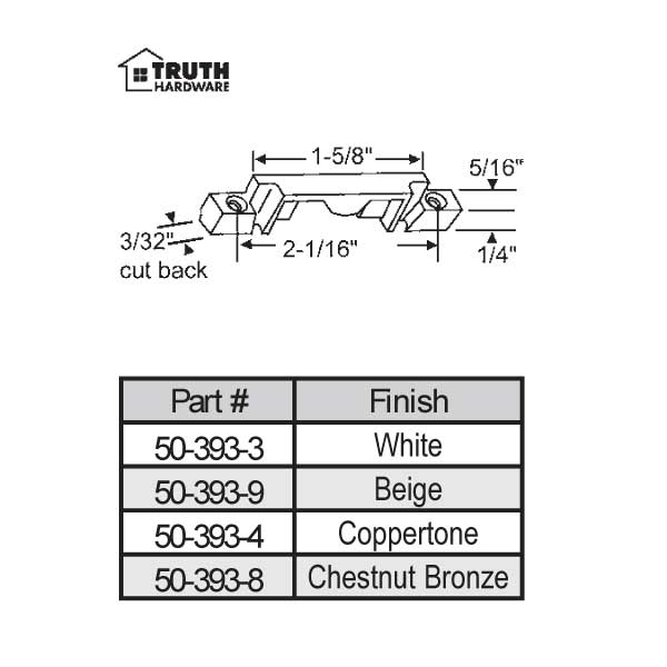 Truth Window Sash Lock Keeper 50-393-9 | Window and Door Parts