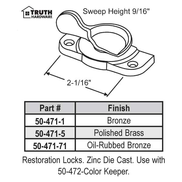 Truth Hardware Sweep and Sash lock 5047171