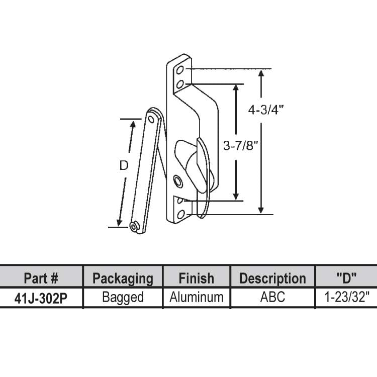 CRL H3548 Jalousie Window Operator - 3-5/8 Link