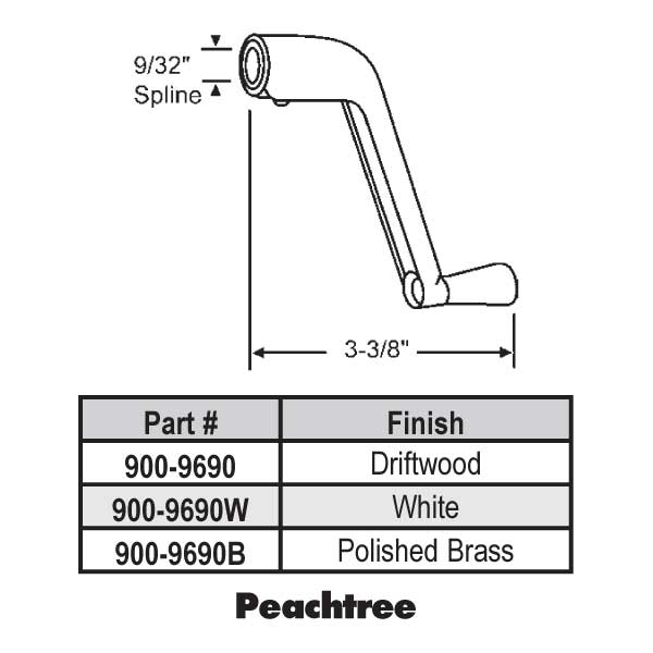Peachtree Casement Crank Handle Driftwood 9009690 Window and Door Parts